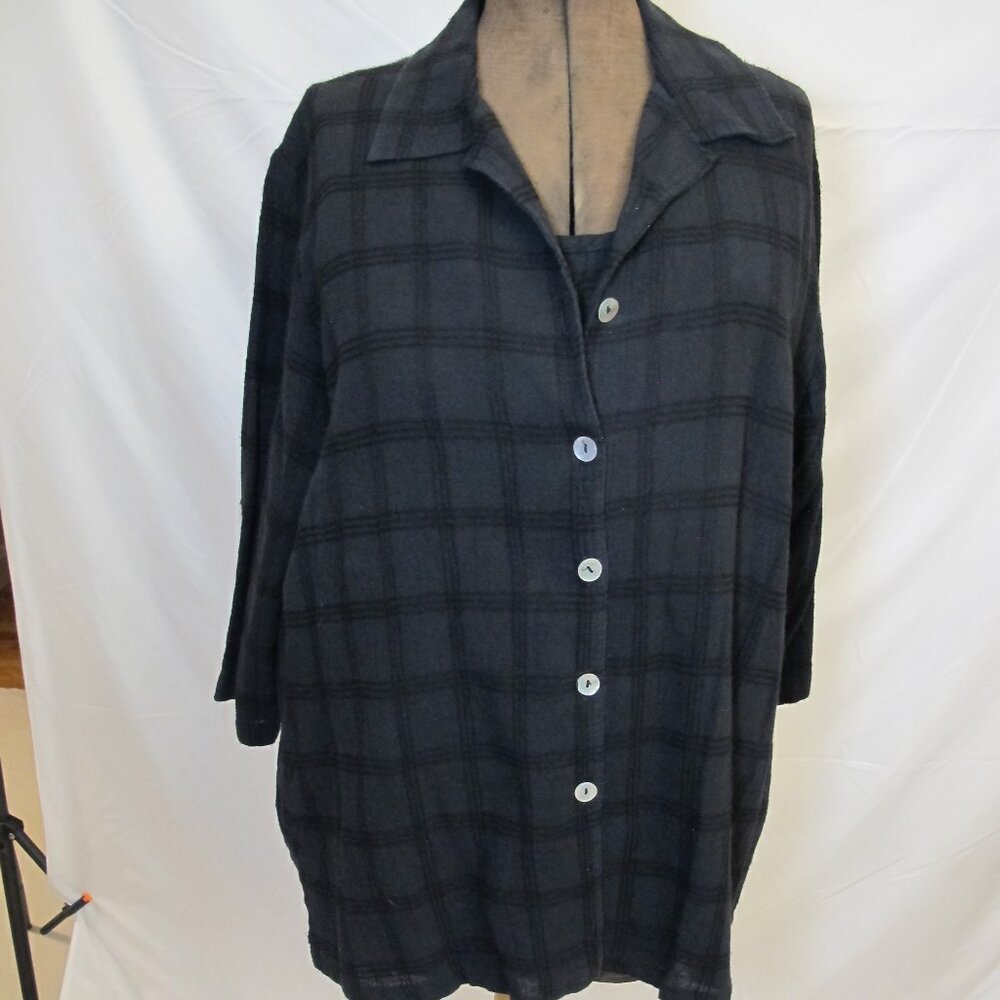 St. Germain Petite black windowpane matched set – top and blouse  PXL